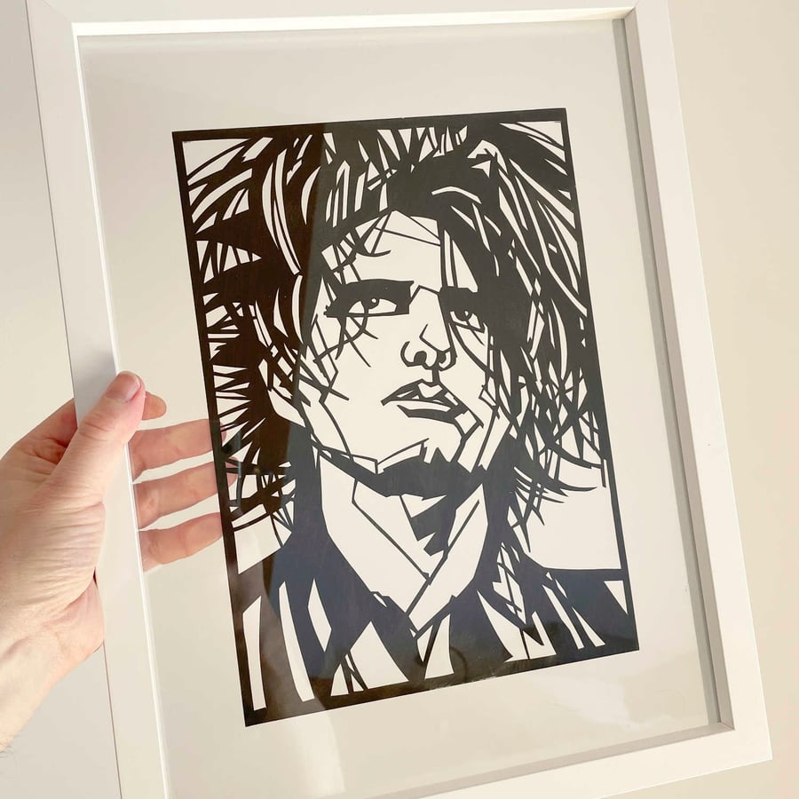 Robert Smith The Cure handcrafted papercut - Available in 2 sizes - cut by hand