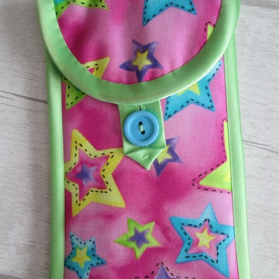 Bright Stars on Pink Soft Fabric Glasses Case or Phone Case
