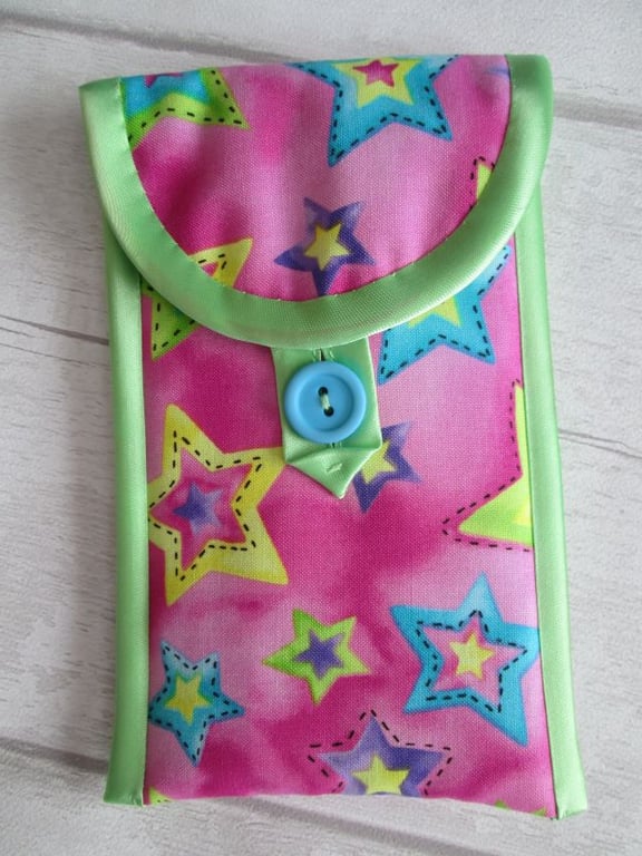 Bright Stars on Pink Soft Fabric Glasses Case or Phone Case