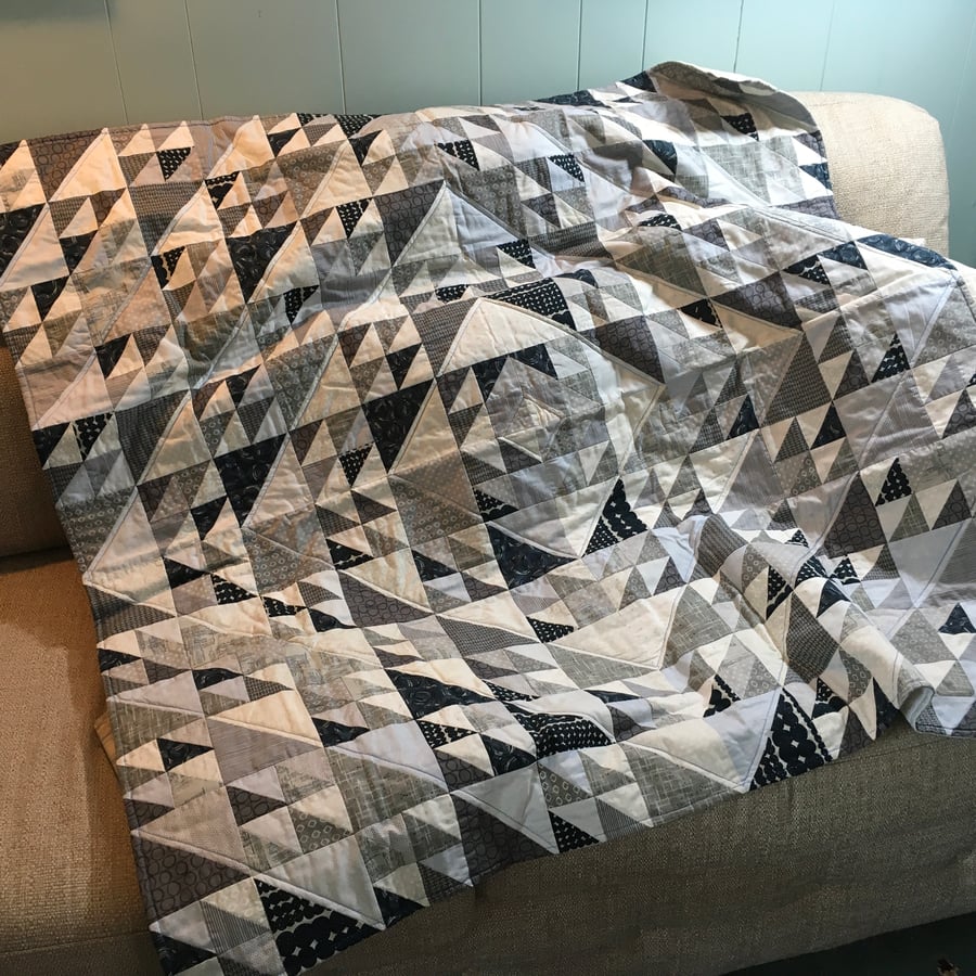 Handcrafted Patchwork Quilt for a Male Relative. Winter Warmer. Cosy Comforter.