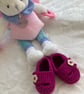 Hand knitted ‘Keelan’’ Chunky Strap Baby Girl’s Shoes (0-3 months) - Image 1