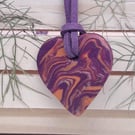 Purple, orange and gold heart shaped pendant