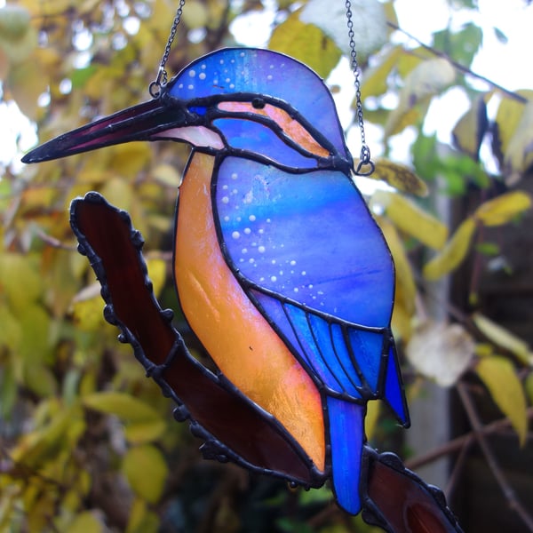 Kingfisher Stained Glass Suncatcher Window Ornament