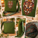 Harris tweed crossbody bag with wolf