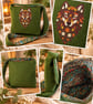Harris tweed crossbody bag with wolf - Image 1