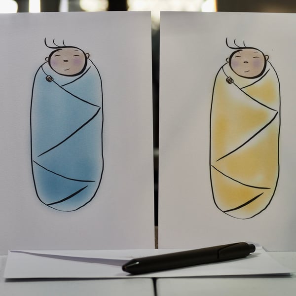 Baby Swaddled in Blanket, Blank Card
