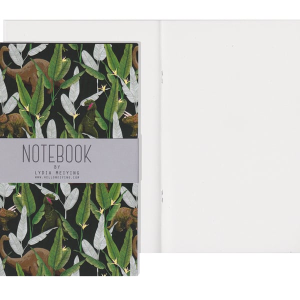 Plain Pages A5 Notebook - Dinosaur Jungle Green