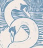 'Swans In Love' Art Print - A5 - Image 5