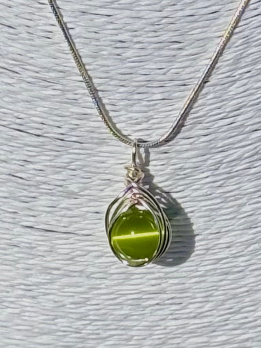 Wire Wrapped  Pendant Necklace