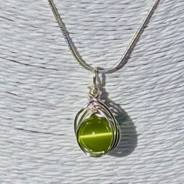 Wire Wrapped  Pendant Necklace