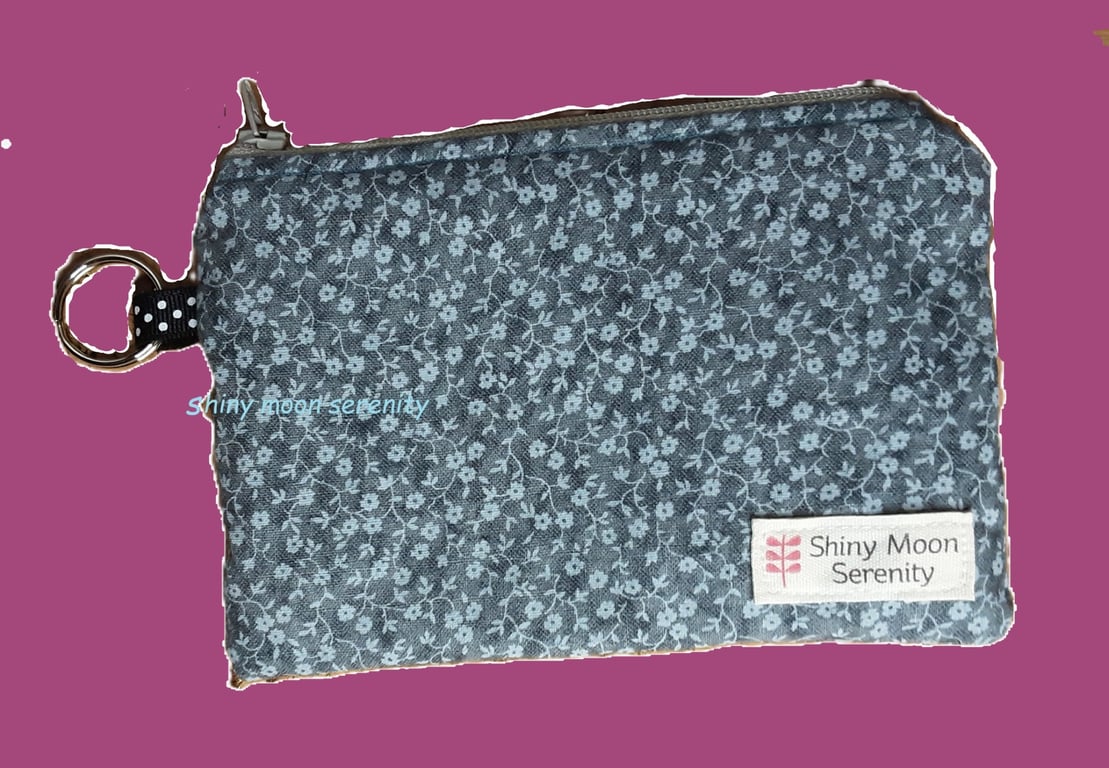 Pouch Mid Grey with small Flower Print