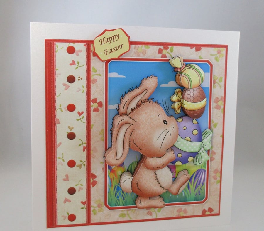 Easter 3D greeting Card,Cute Bunny,Handmade,Personalise