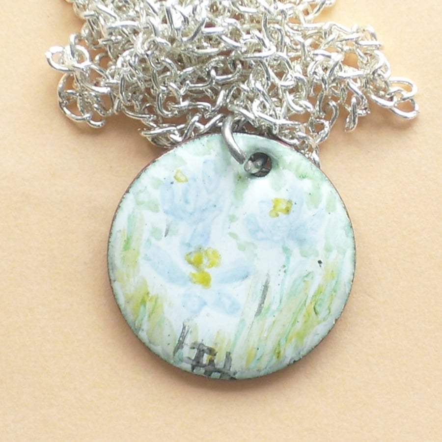 Painted enamel pendant (small) - iris