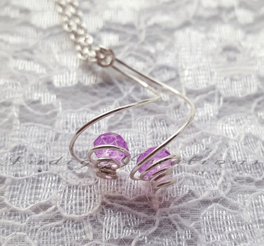 Necklace Pink Silver Plated Spiral Necklace