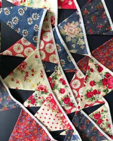 Special order for SS: 3 metres of red, white and blue floral bunting 