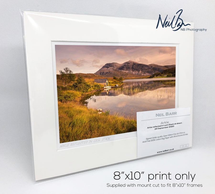Arkle & Loch Stack, Sutherland, Scotland - A5 (10" x 8") Unframed Print