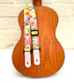 1 inch Wide Adjustable Handmade ukulele neck strap in pretty, bright florals - Image 3