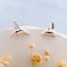 Recycled Silver Hummingbird Stud Earrings - Nature Inspired Bird Earrings