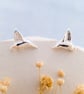 Recycled Silver Hummingbird Stud Earrings - Nature Inspired Bird Earrings - Image 1