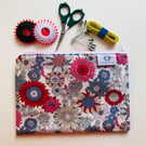 Boho floral print zip pouch (Medium), flower zip pouch, makeup bag, travel pouch