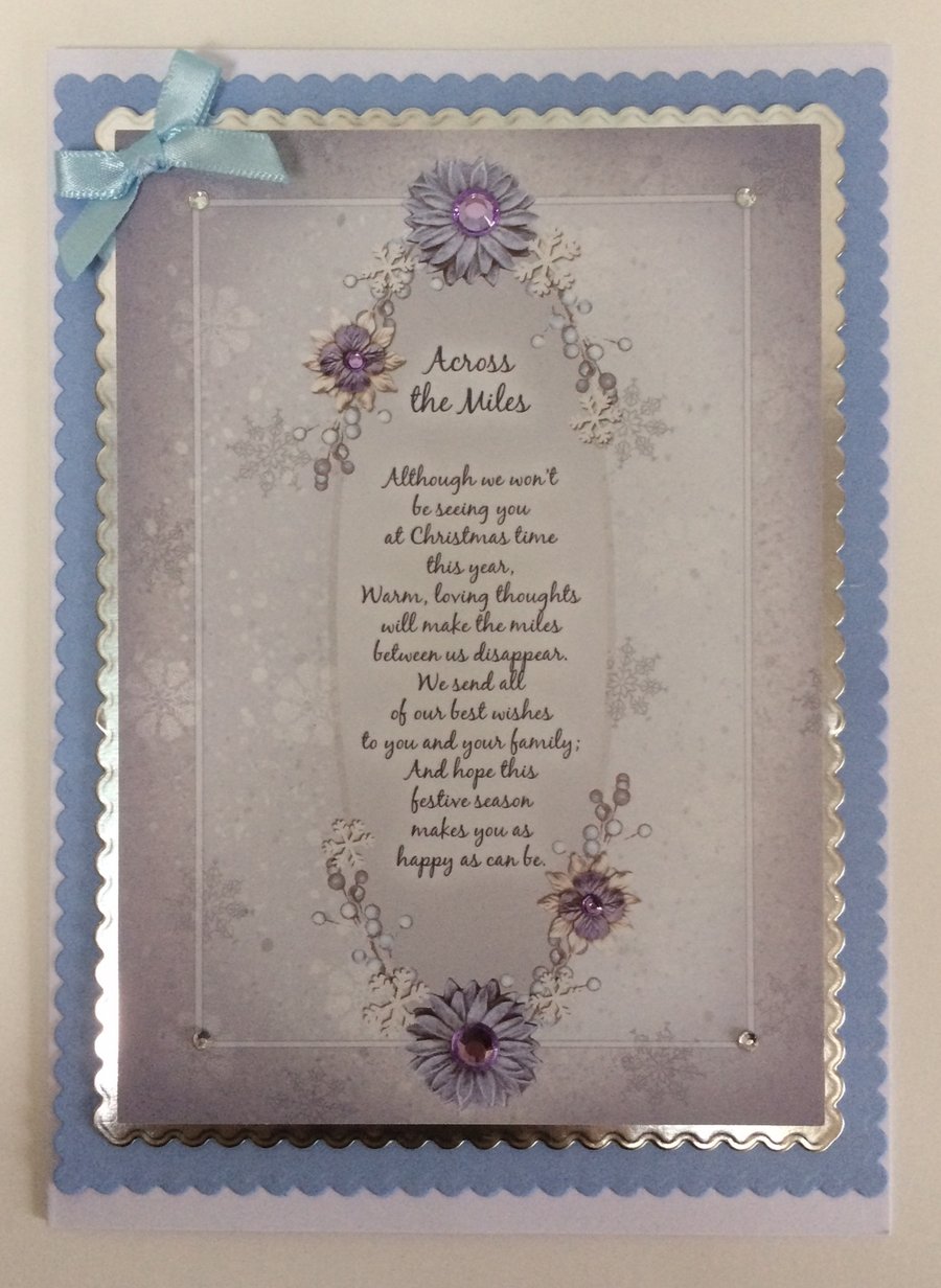 Handmade Christmas Card Across The Miles Christmas Poem