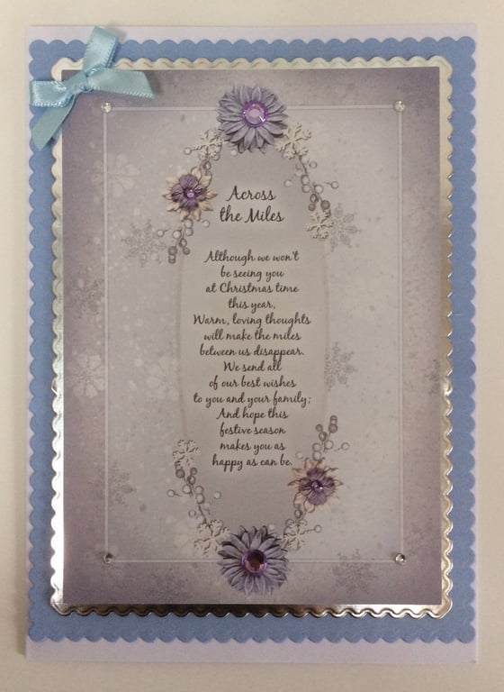 Handmade Christmas Card Across The Miles Christmas Poem