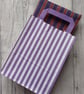 24 Purple & White Striped Paper Carrier Bags 23 x 18 x 8 cm