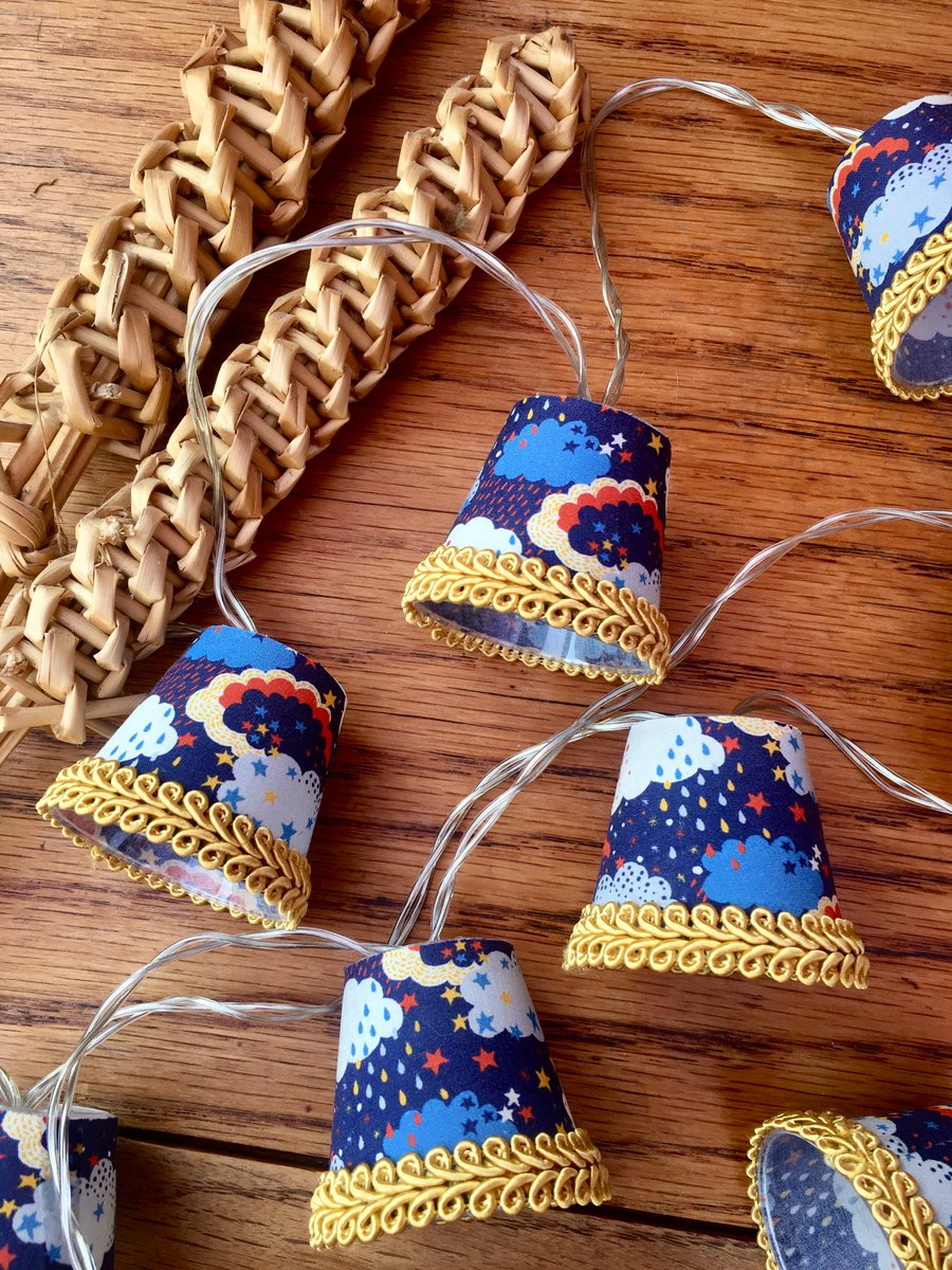 Upcycled Mini Lampshade Fairy Lights - Liberty - Hiding