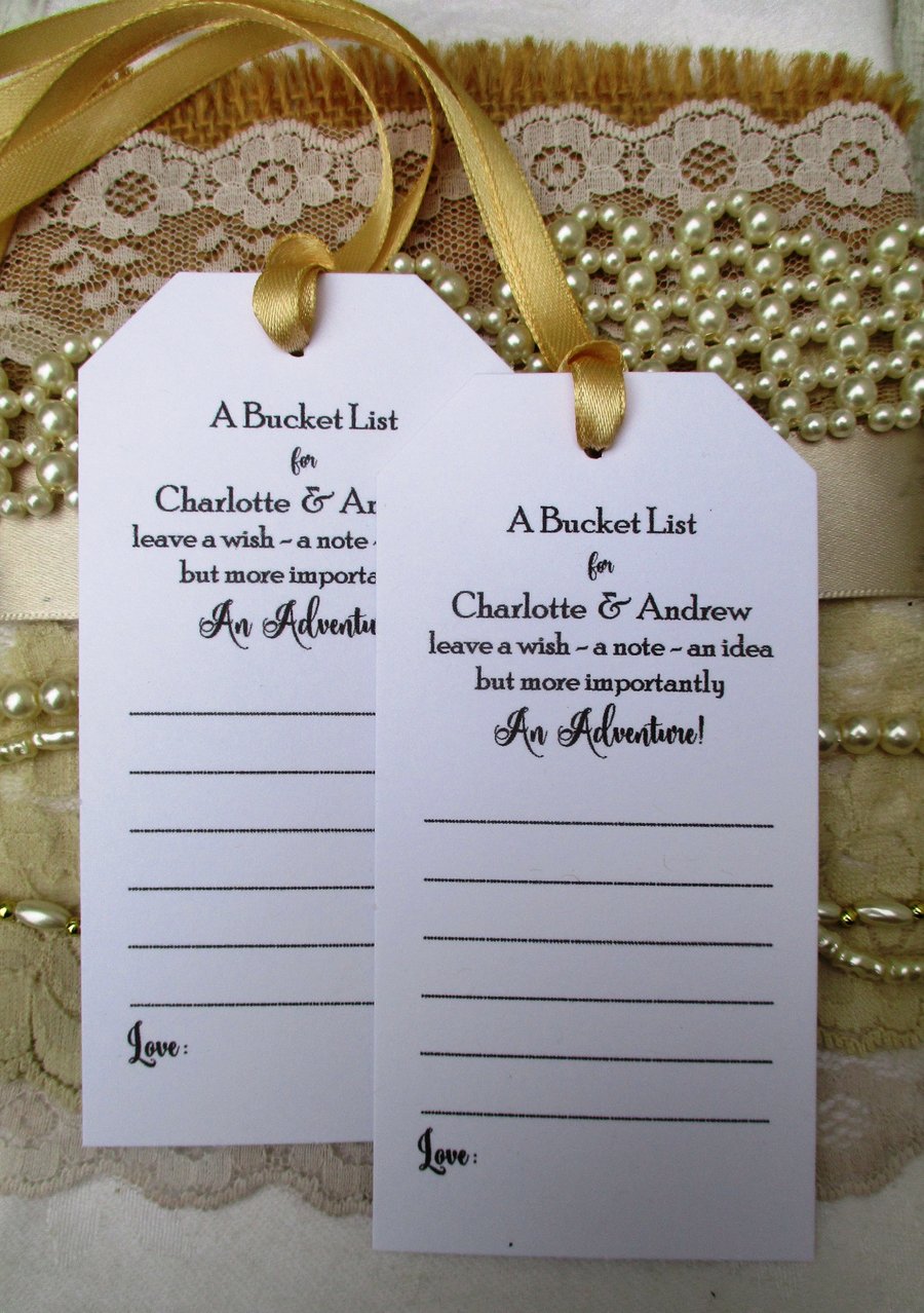 Bucket List Tags Personalised- Guest Book Tags