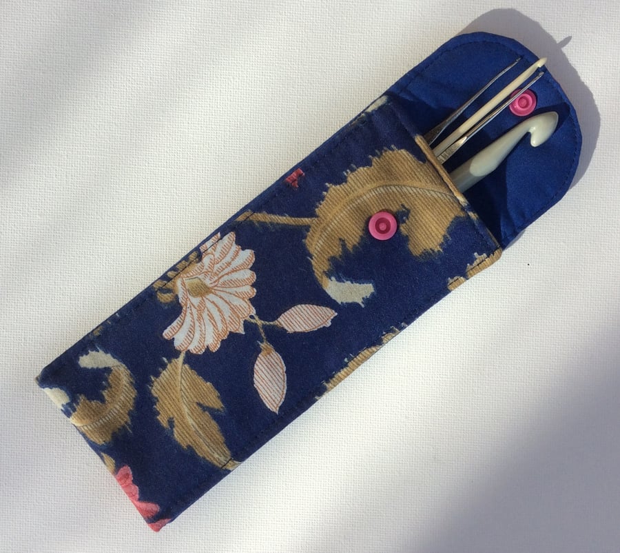 Crochet hook pouch, bag, with fold over flap