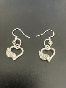heart angel wing charm hook earrings