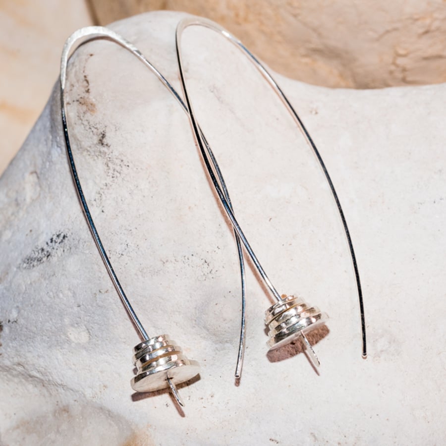 handmade eco-silver pebbles on elegant ear wires