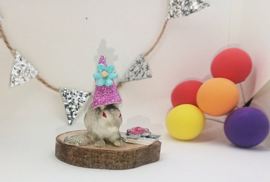 Rabbit Birthday Gift Collectable Keepsake Ornament Cake Topper 