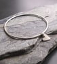 Sterling Silver Bangle with Heart  - Image 3