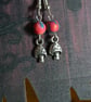 Toadstool earrings with pink clay beads - Image 5