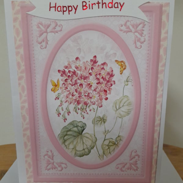 HANDMADE FLORAL HAPPY BIRTHDAY CARD.