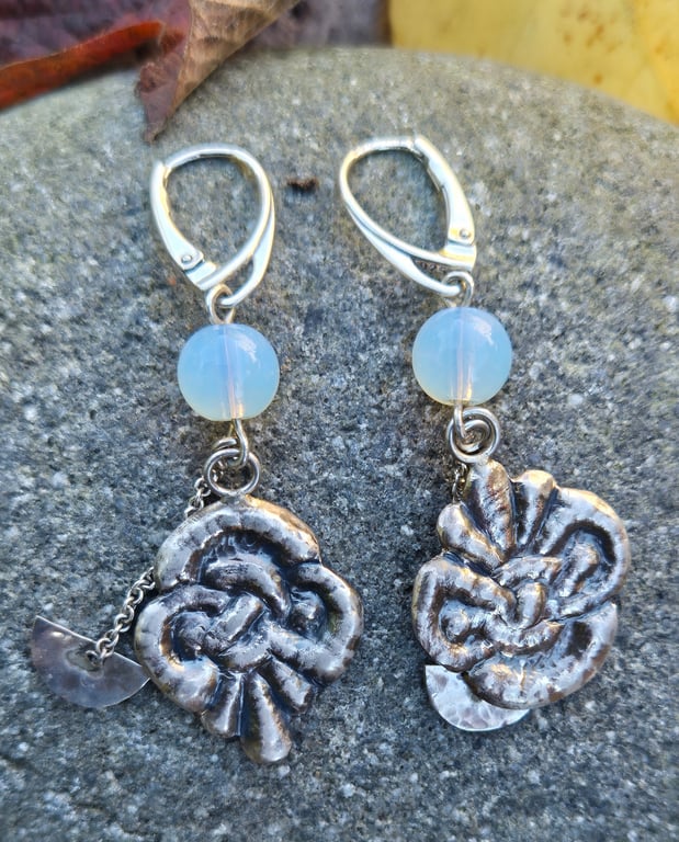 Celtic sterling silver and moonstone bead earings