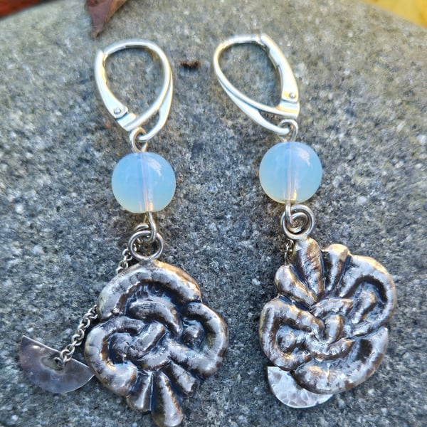 Celtic sterling silver and moonstone bead earings