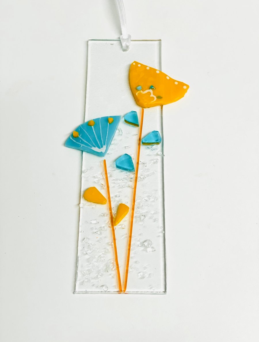 Retro flowers glass hanging decoration