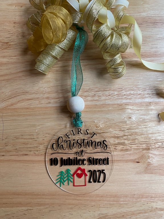 Beautiful hand finished personalised First Year in New Home Christmas Decoration