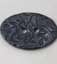 Large Coal Black Sprig Oval Handmade Ceramic Button - Image 3