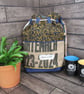 Upcycled Coffee Sack  - Bucket Bag - Blue and golden pattern