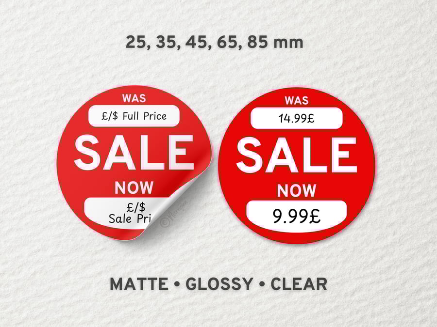 Round Sticker Personalised, Sale Was Now