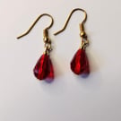 Red crystal teardrop earrings 