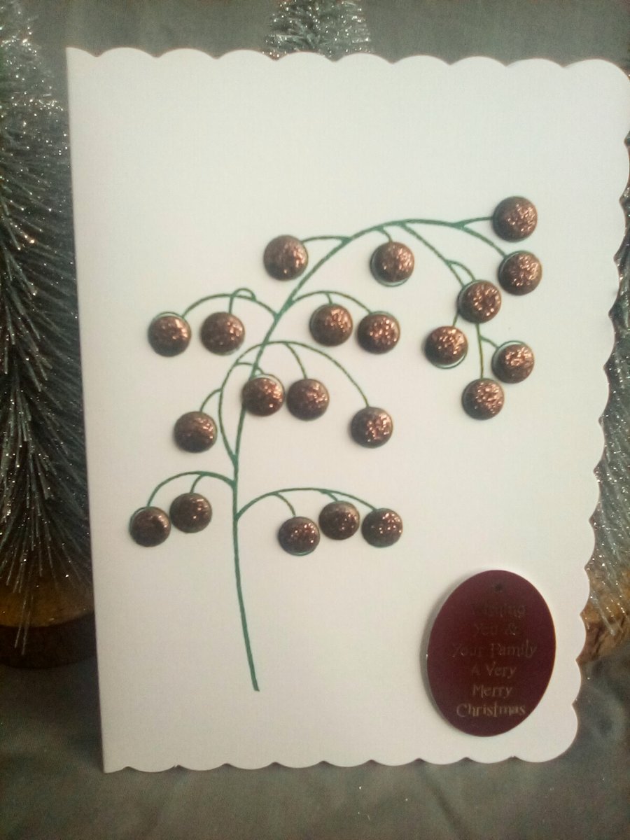 Bronze berry branch handmade Christmas card