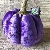 Purple Crushed Velvet Flower Pumpkin With Gold Stalk
