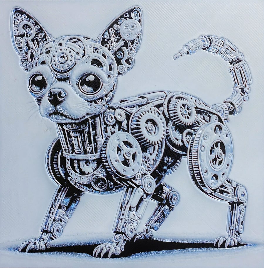 Chihuahua Dog Hueforge Art Picture 3D Printed Custom
