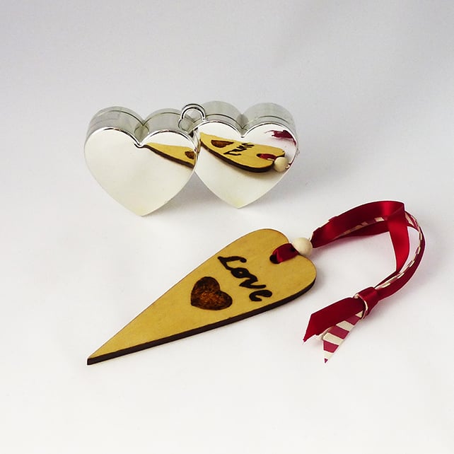 Heart, wooden Pyrography - Love