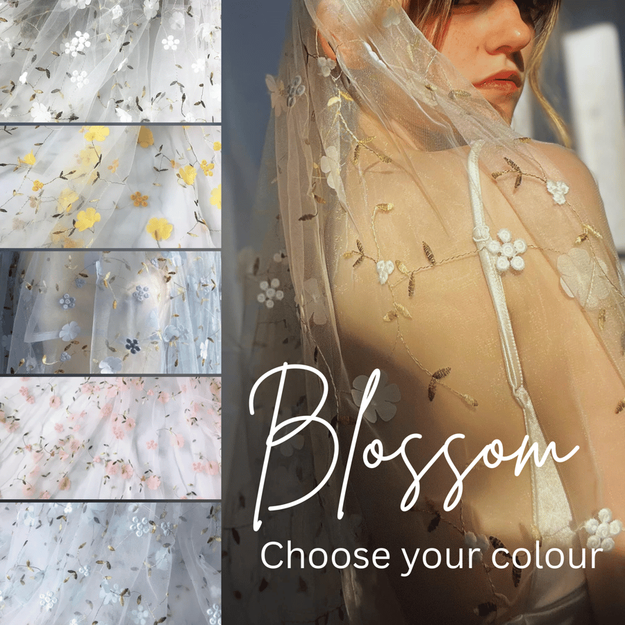 Blossom - Floral Wedding Veil - Choose Your Colours 