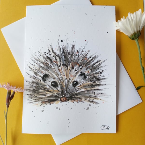 Hedgehog blank printed Card of Original painting